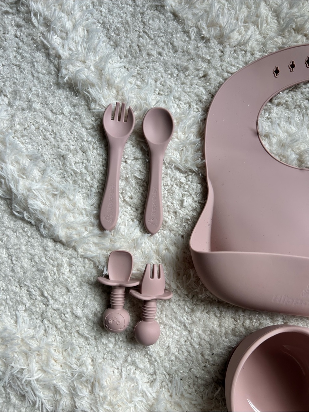 Hippobaby Silicone Baby Feeding Set Pink New - Picture 2 of 4
